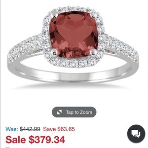 Garnet 10K white gold ring